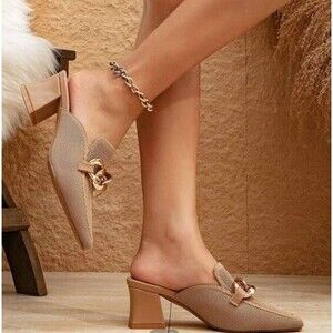 NewBella Mousse Fit Commute Pointed Toe Block Heel Mules Women’s Size 8